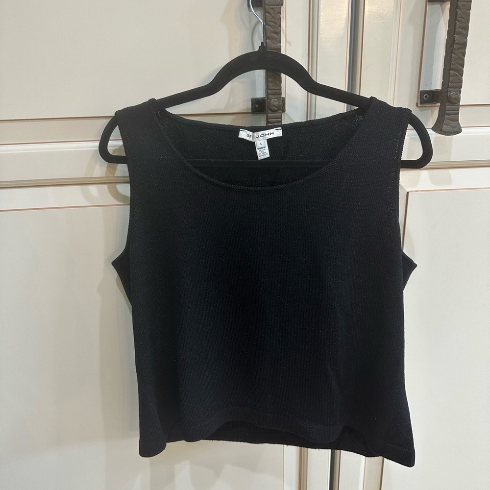 ST. JOHN Santana Knit Sparkle Black Tank (T3)